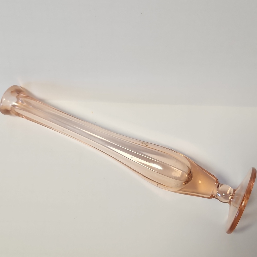 Elegant Vintage Pink Depression Tall Bud Vase - Picture 2 of 2